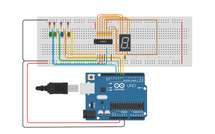 Circuit design Copy of Four-Bit Counter Framework PUBLIC - Tinkercad