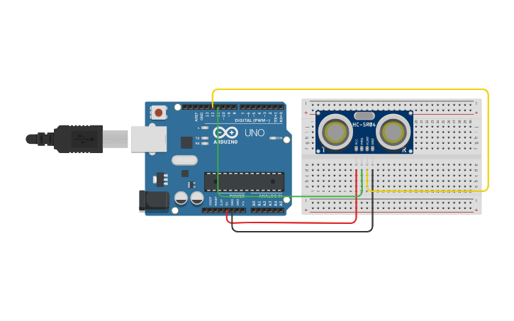 Circuit design Exercise 7. Ultrasonic Distance Sensor. | Tinkercad