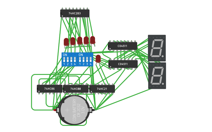 Circuit design 4-Bit Computer - Tinkercad