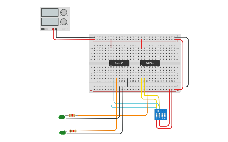 Circuit design HALF ADDER USING LOGIC GATES | Tinkercad