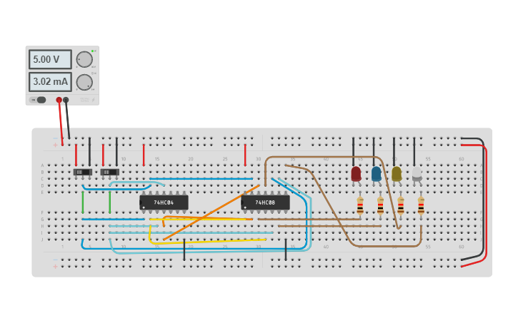Circuit design 2-4 Binary Decoder - Tinkercad