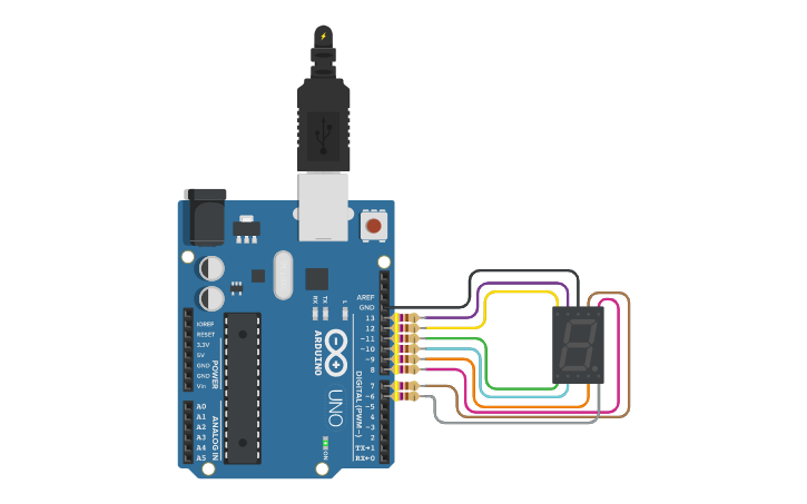 Circuit design 7 Segment Serial Input Display - Tinkercad