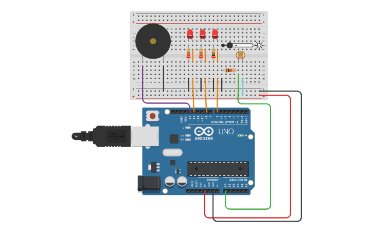 Circuit design Iluminación Musical - Tinkercad