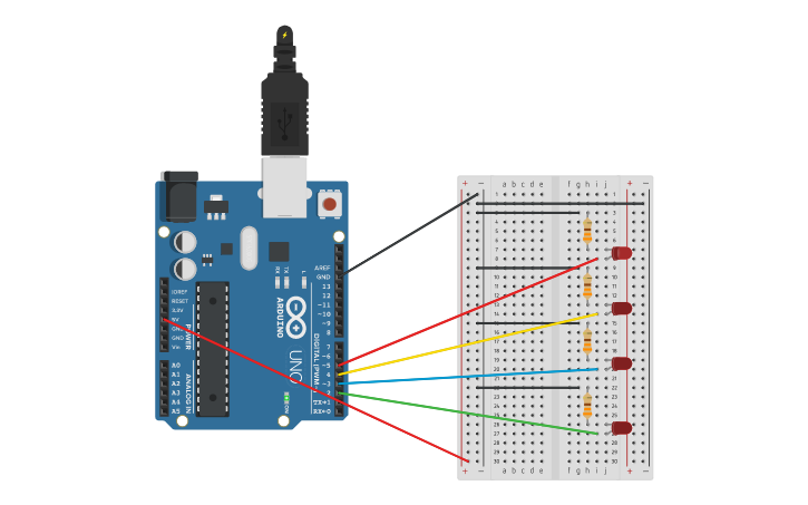 Circuit design Programación con el código del IDE de Arduino - Tinkercad