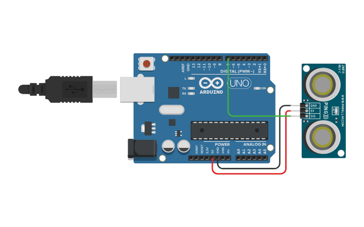Circuit design Ultrasonic Rangefinder Circuit with Arduino - Tinkercad