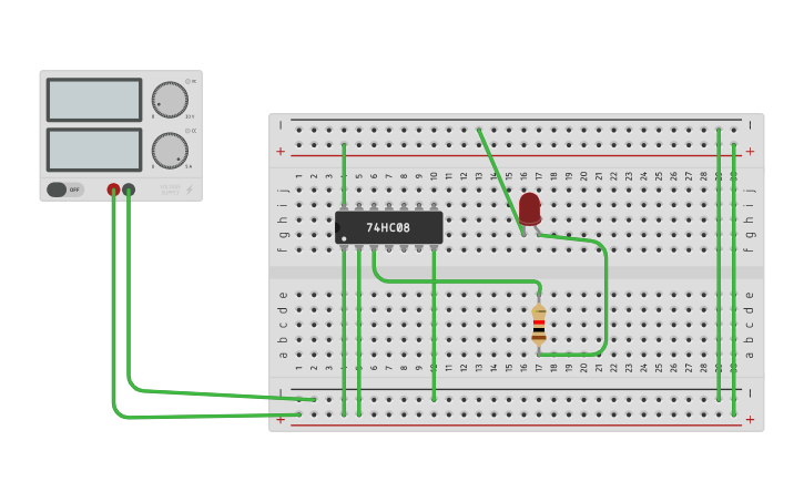Circuit design And Gate Circuit Diagram - Tinkercad image.