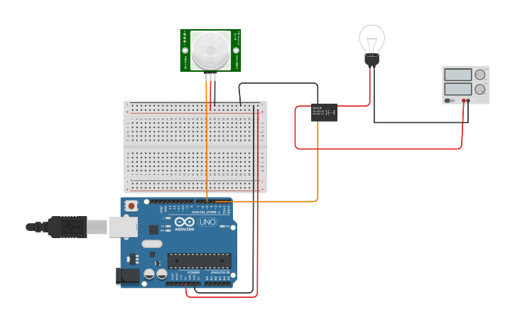 Circuit design Control light using Arduino and PIR(arranged components ...