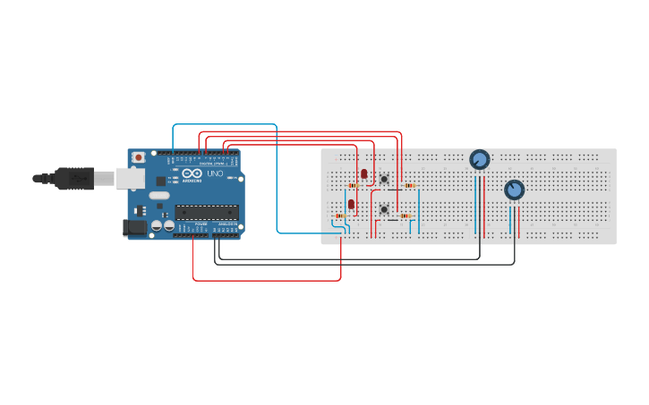 Circuit design arduino buttons to switch - Tinkercad