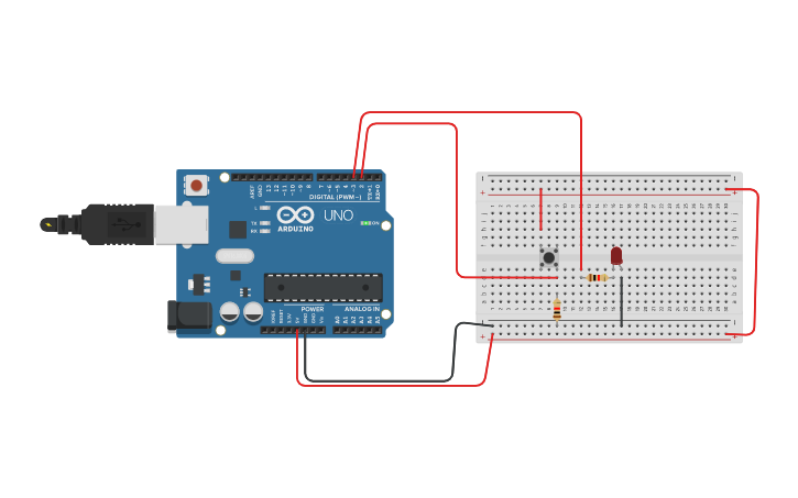 Circuit design BOTON LED - Tinkercad
