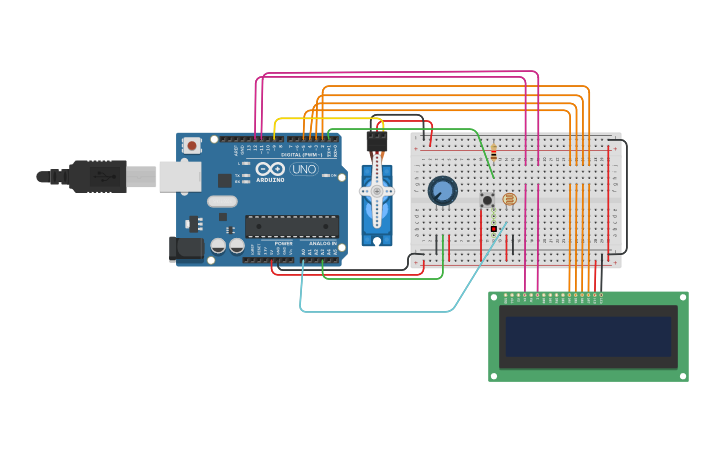 Circuit design Servo Pot LDR | Tinkercad