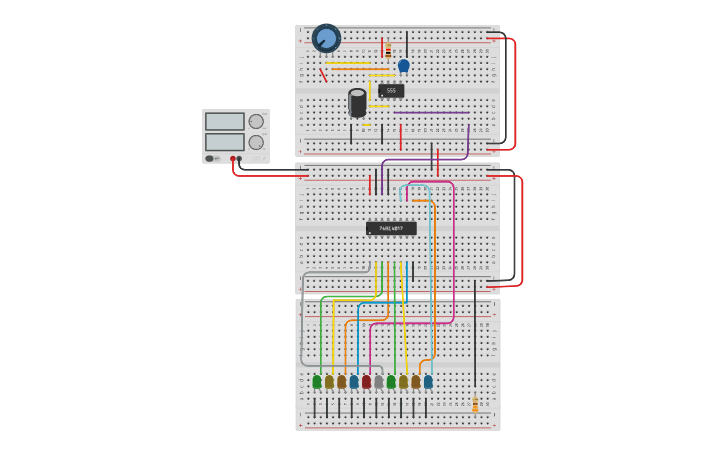 Circuit design LED Chaser - Tinkercad