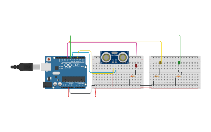 Circuit design Copy of distance detector | Tinkercad