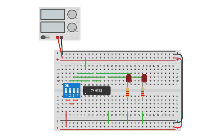 Circuit design 4-2 encoder | Tinkercad