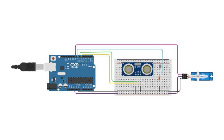 Circuit design door ultrasonic - Tinkercad