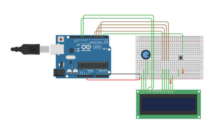 Circuit design Push button count - Tinkercad