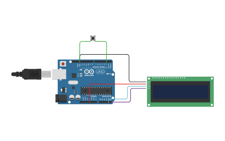 Circuit design I2C Lcd Game | Tinkercad