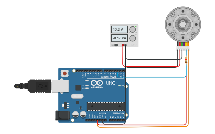 Circuit design Motor con encoder - Tinkercad