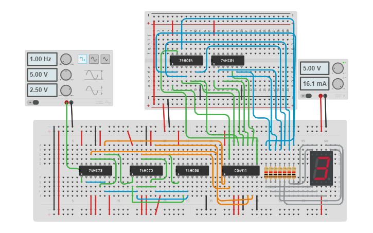 Circuit design 7 segment display - Tinkercad