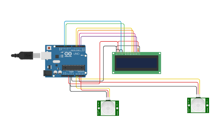 Circuit design Bidirectional Visitor Counter - Tinkercad