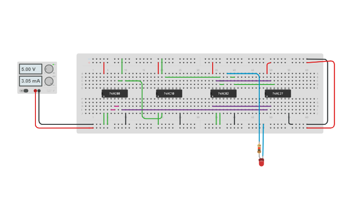 Circuit design Nand and Nor implementation | Tinkercad