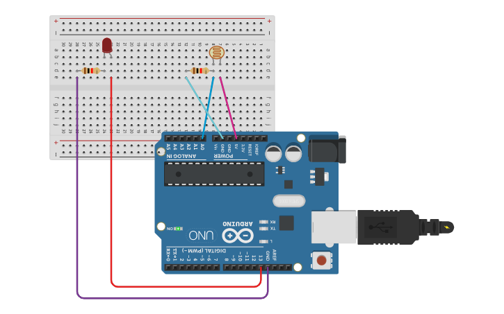 Circuit design Fotorezistor (ödev) - Tinkercad