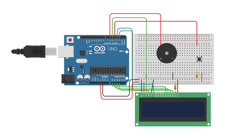 Circuit design Spaceship Arduino Game - Tinkercad