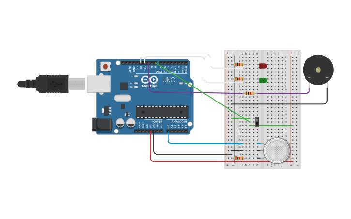 Circuit design Copy of Детектор дыма - Tinkercad