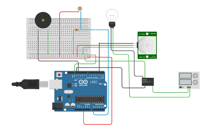 Circuit design Motion detecting sensor | Tinkercad