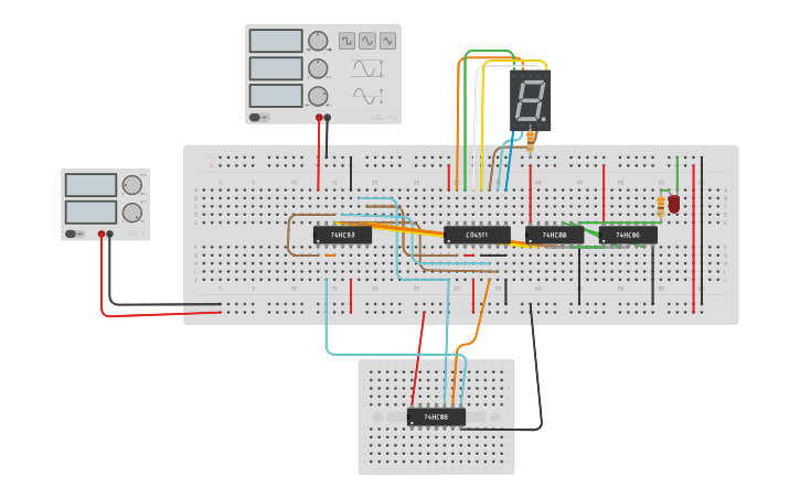 Circuit design contador de 7 segmentos con led - Tinkercad