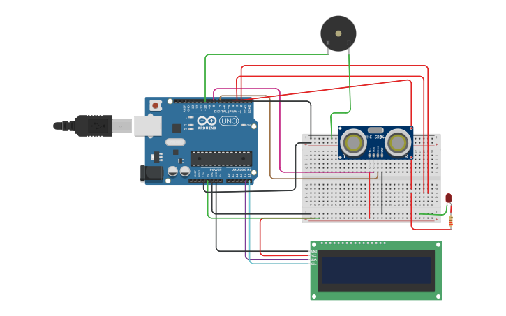 Circuit design Car Reverse Sensors - Tinkercad