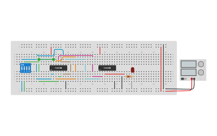 Circuit design XOR using NAND gate | Tinkercad