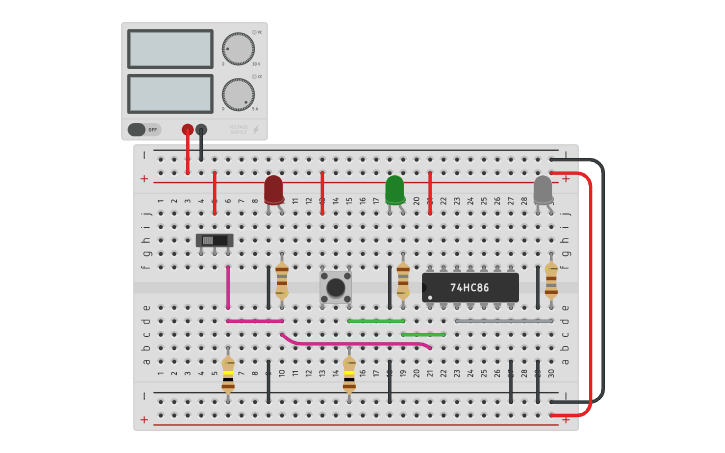 Circuit design 74HC86 4 xor | Tinkercad