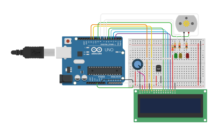 Circuit design TEMPERATURE CONTROLLED MOTOR | Tinkercad