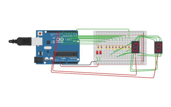 Circuit design 7_Segment && Arduino - Tinkercad