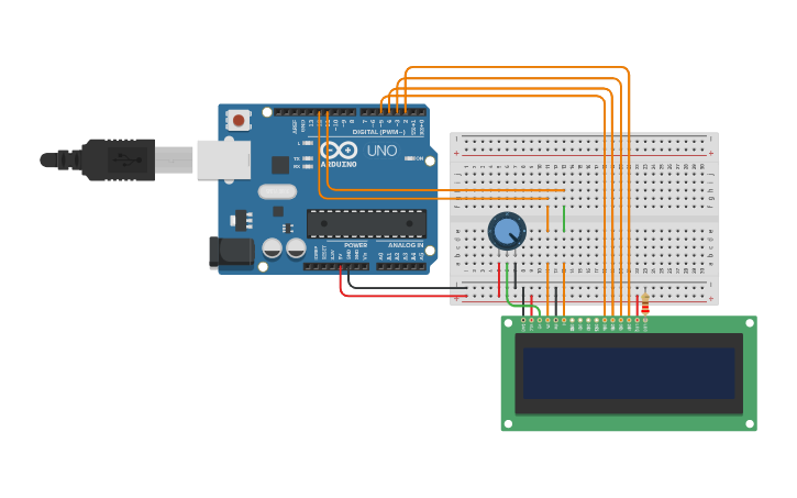Circuit design LCD Screen | Tinkercad