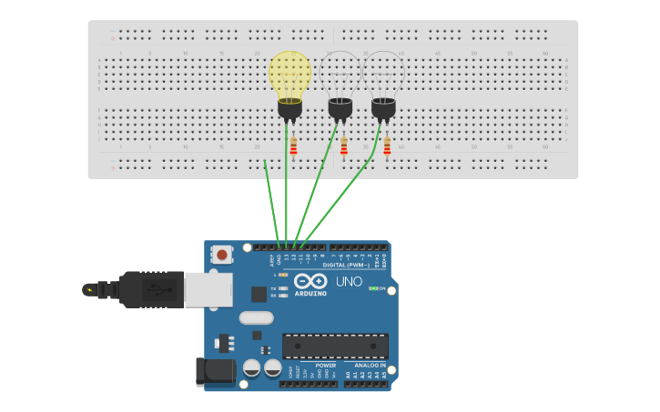 Circuit design simple led chaser | Tinkercad