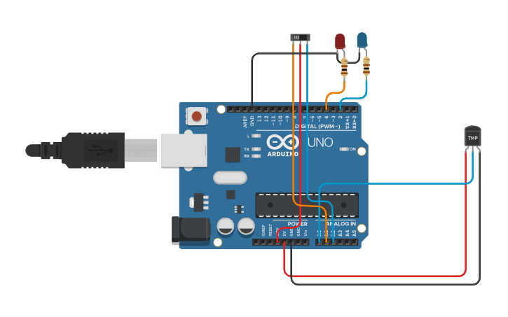 Circuit design Simple Thermostat using Arduino - Tinkercad