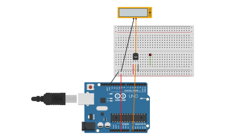 Circuit design 3.-Sensor de temperatura TMP_36 | Tinkercad