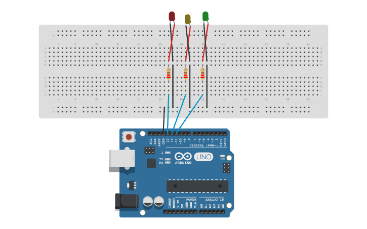 Circuit design Arduino Traffic Light - Tinkercad
