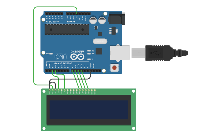 Circuit design Interfacing of 16x2 LCD display - Tinkercad