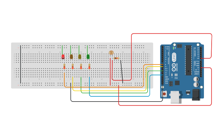 Circuit design Copy of Arduino - Traffic Light - Tinkercad