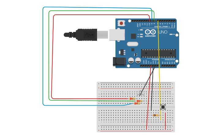 Circuit design led tricolor - Tinkercad
