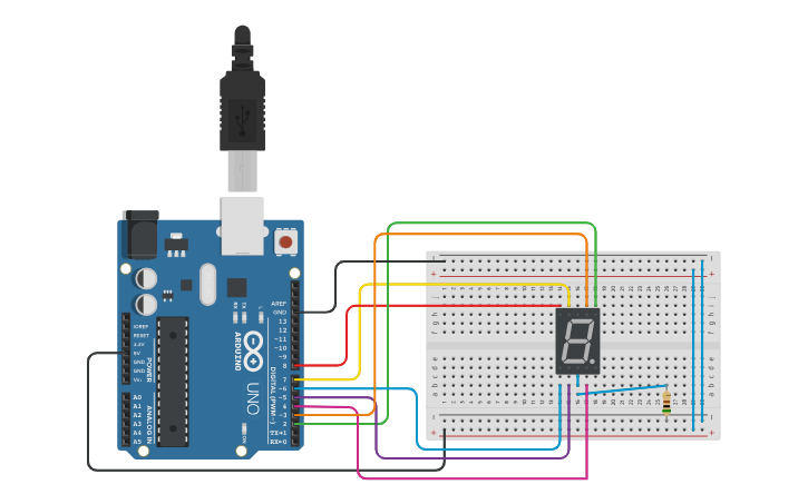 Circuit design 7 Segment - Tinkercad