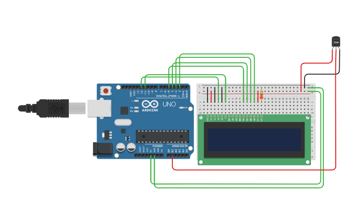 Circuit design Temperature Sensor | Tinkercad