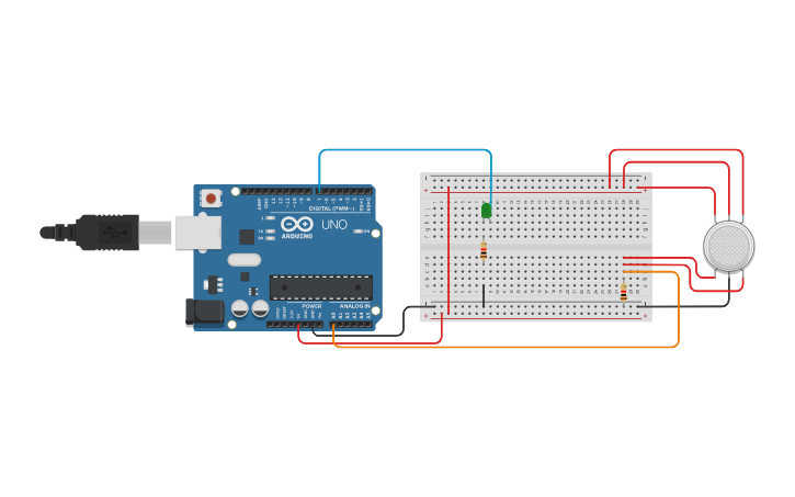 Circuit design Interfacing of Gas sensor with Arduino - Tinkercad