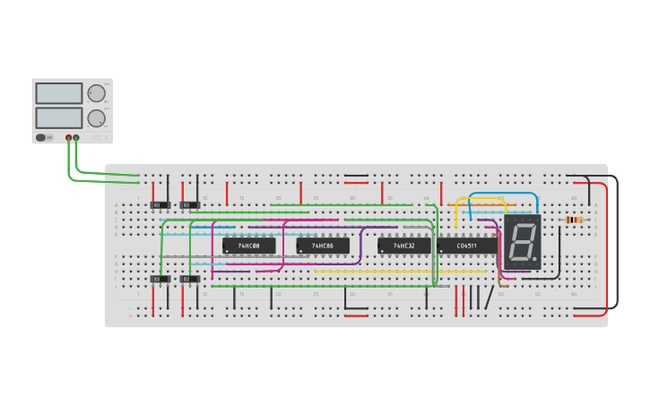 Circuit design 7 segment - Tinkercad