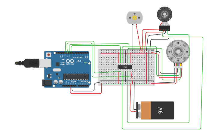 Circuit design dc motor with encoder - Tinkercad