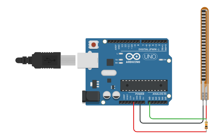Circuit design Flex sensor - Tinkercad