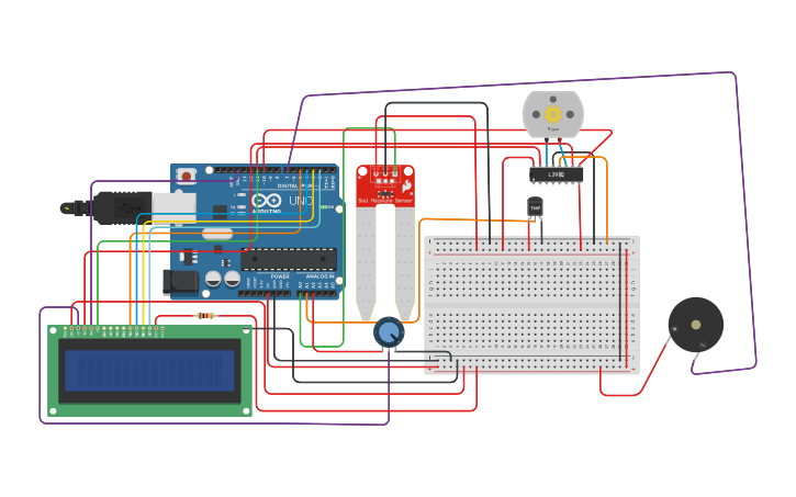 Circuit design Irrigation System - Tinkercad