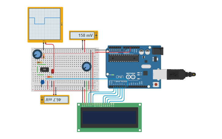 Circuit design Arduino Frequency Counter - Tinkercad